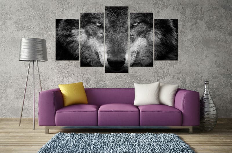 Framed 5 Panels - Wolf