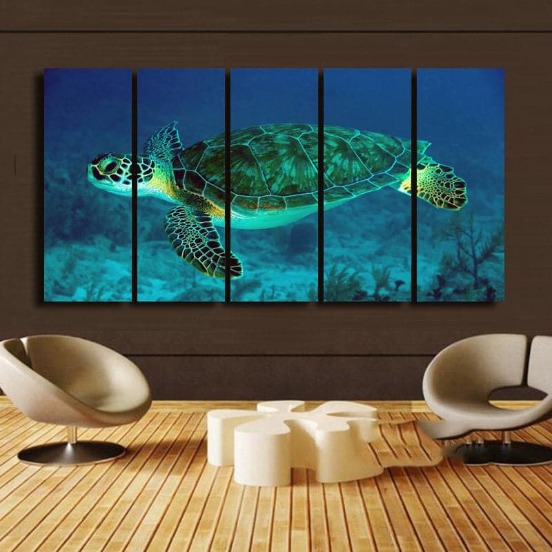 Framed 5 Panels - Sea Turtle