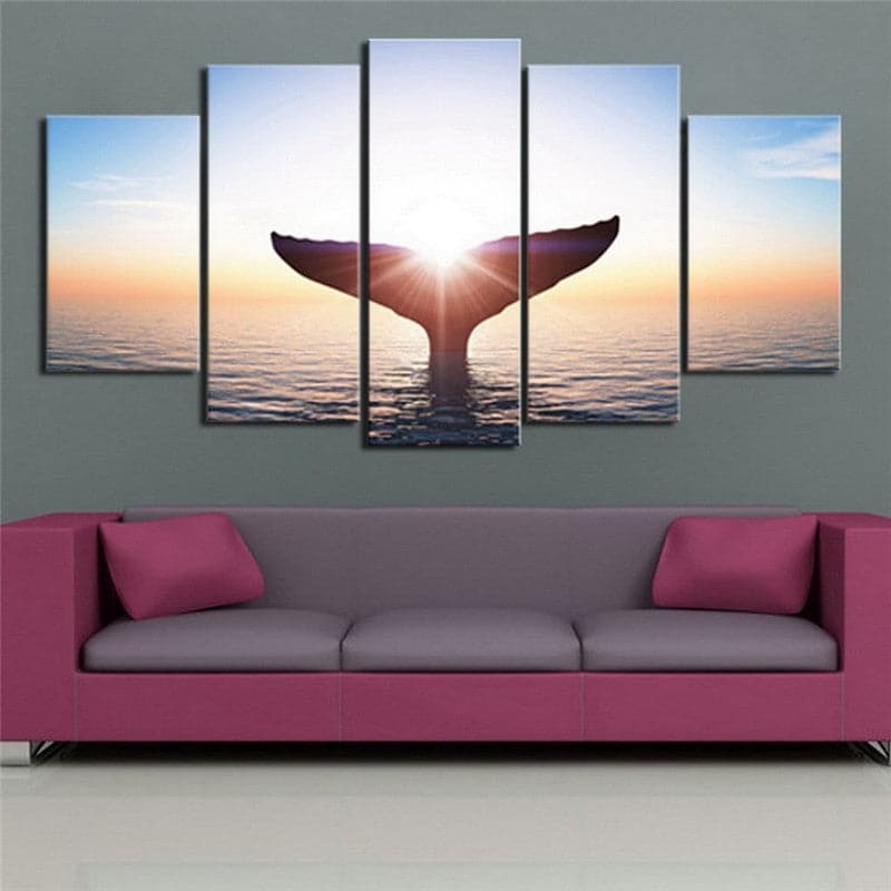 Framed 5 Panels - Whale