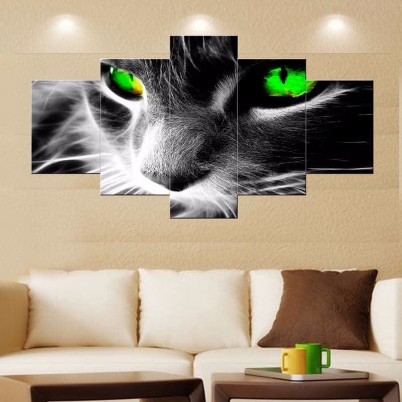 Framed 5 Panels - Cat