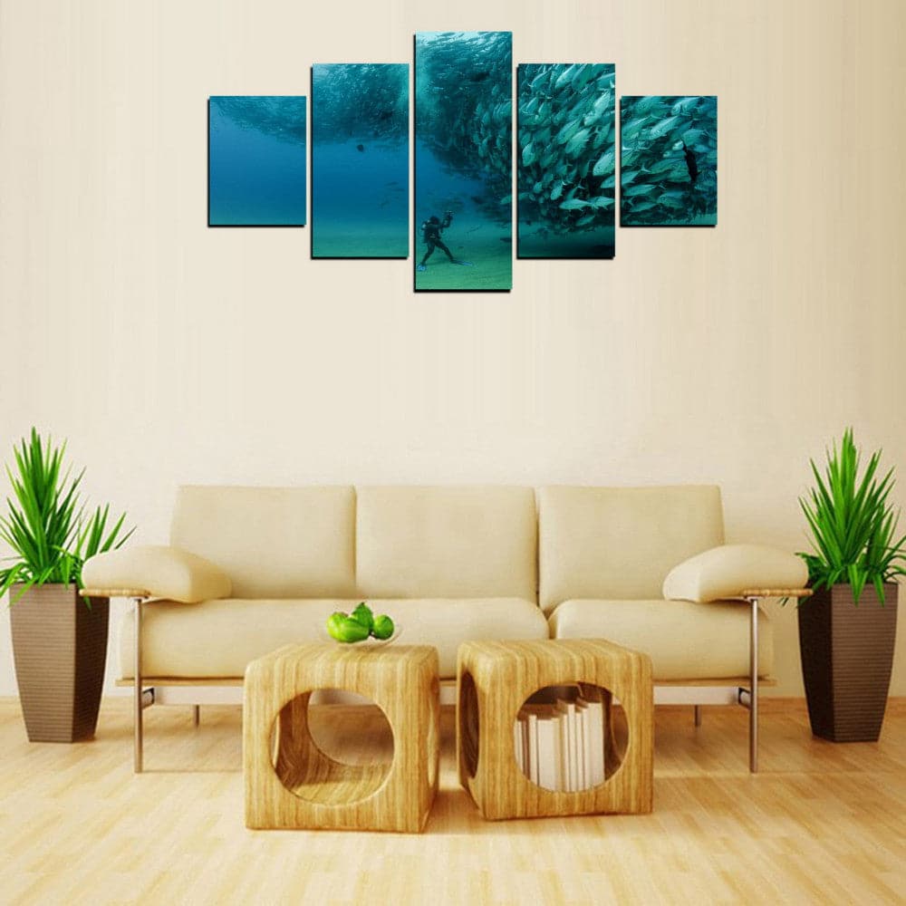 Framed 5 Panels - The Underwater World