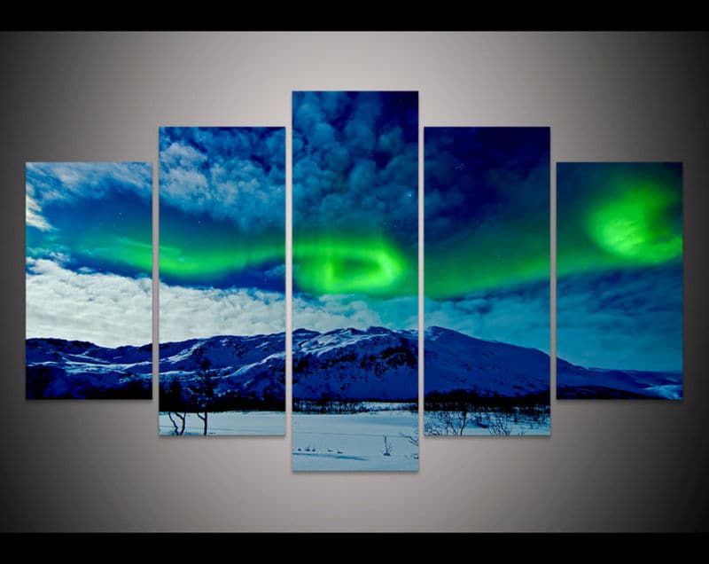 Framed 5 Panels - Northern lights