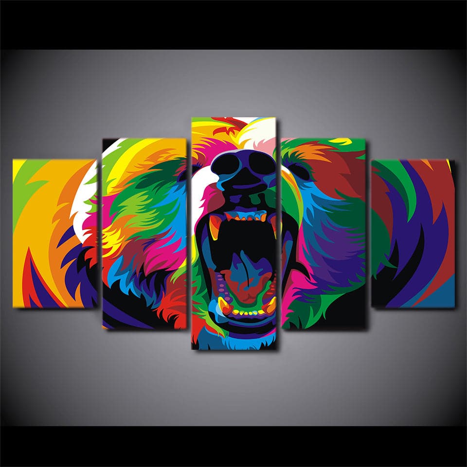 Framed 5 Panels - Bear