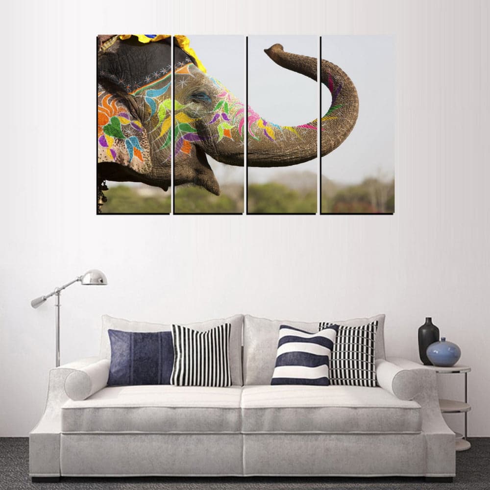 Framed 4 Panels - Elephant