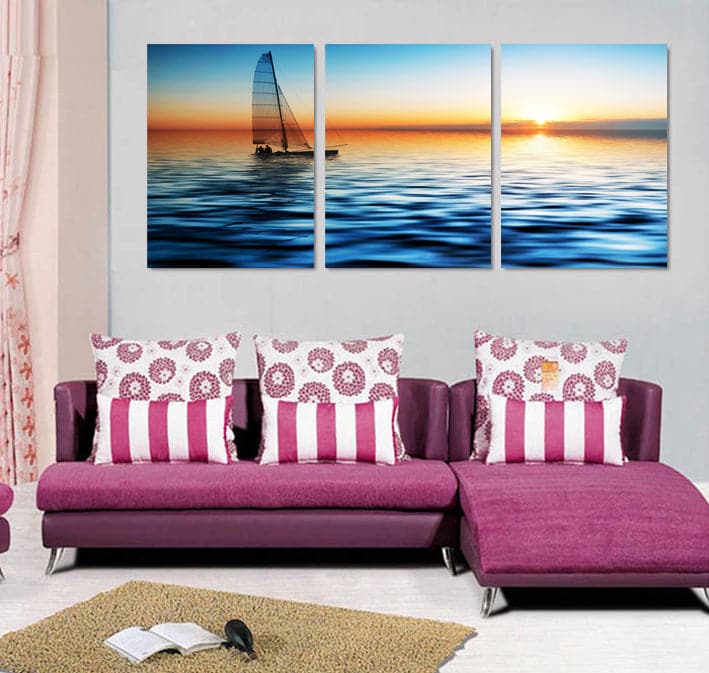 Framed 3 Panels - Sailboat