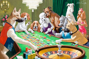 Framed 1 Panel - Dogs Gambling